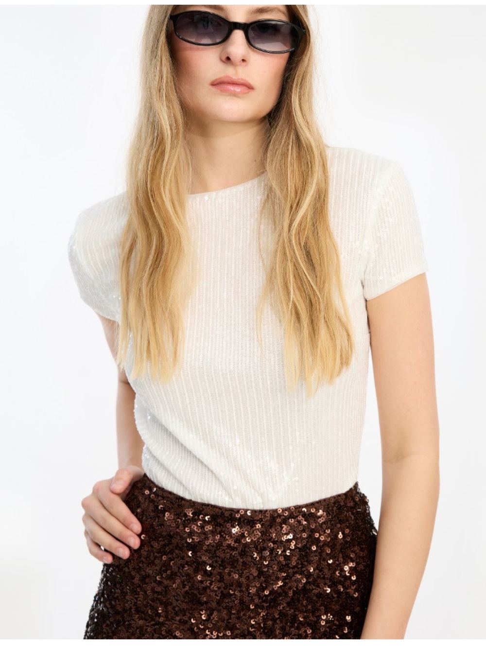 Rotate Sequins T-Shirt Bright White